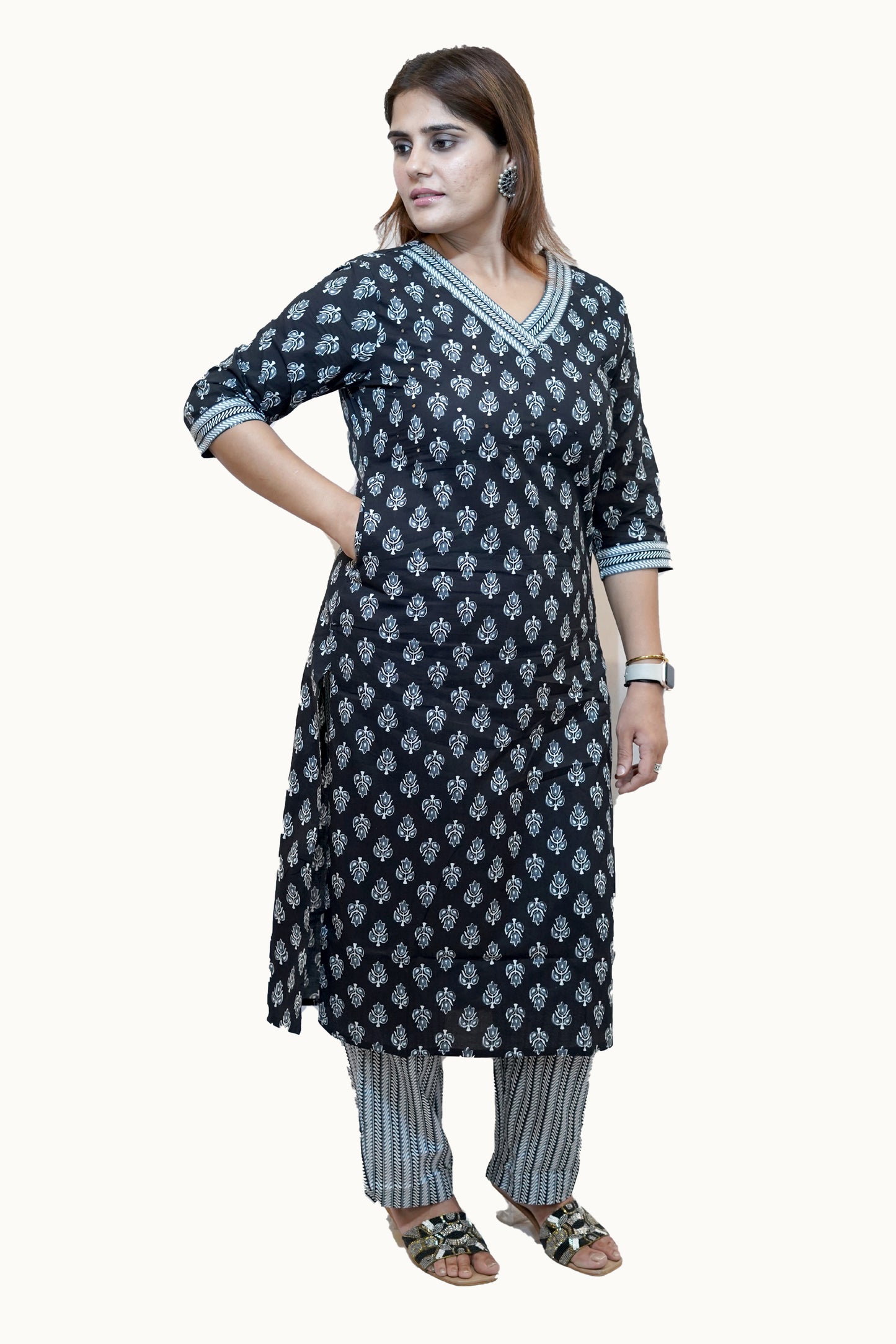 Neelika Indigo Handblock Cotton Suit Set with Dupatta cotton