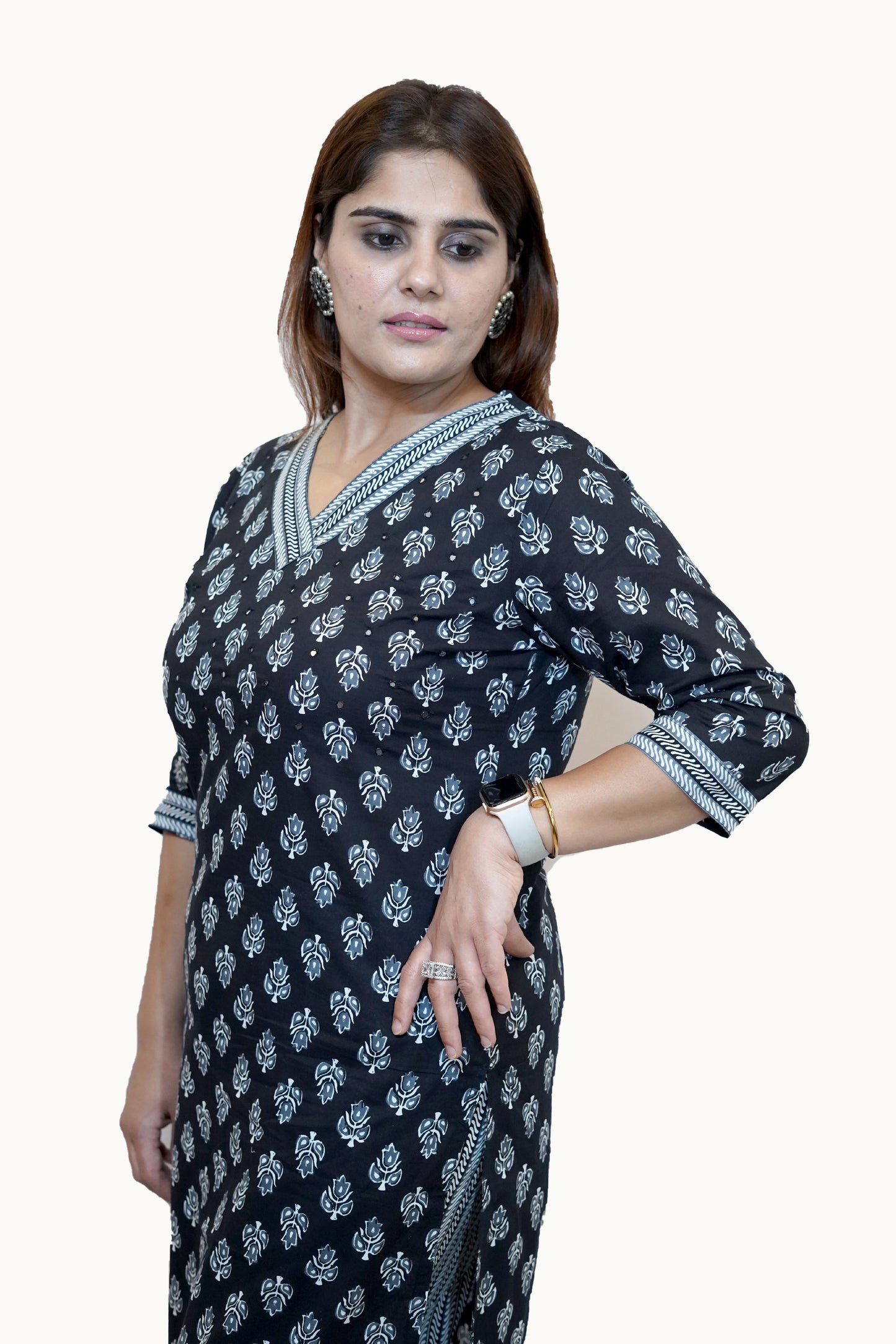 Neelika Indigo Handblock Cotton Suit Set with Dupatta cotton