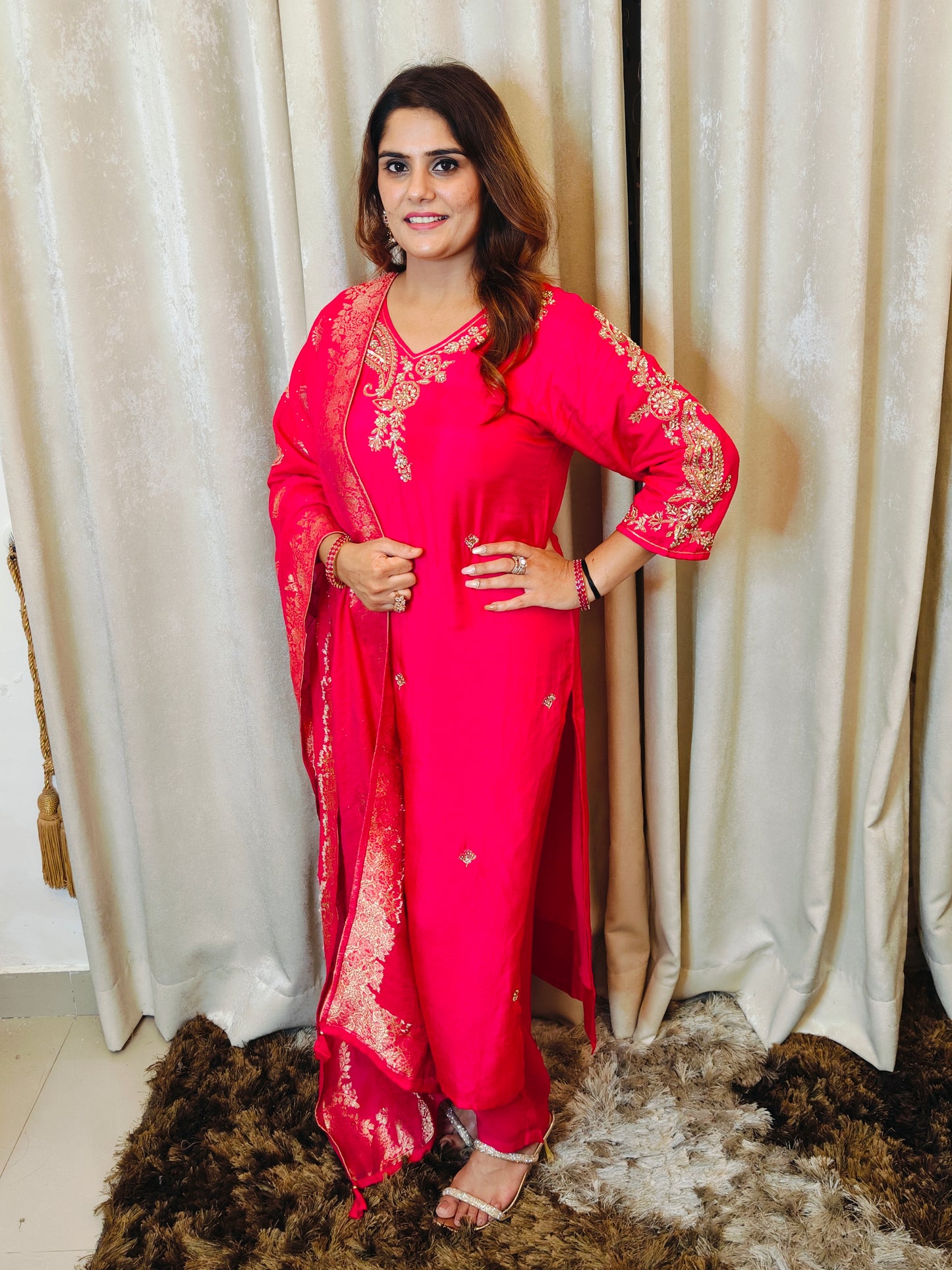 Rani Dola - Silk Suit Set with Handwork