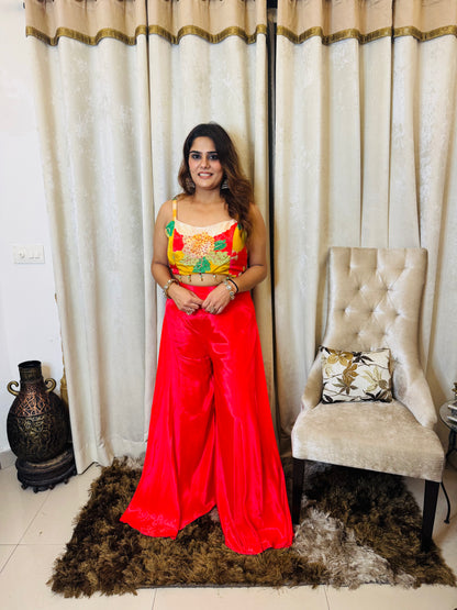 Hoor - Indo Western Crepe Cord Set with Handworked Padded Blouse