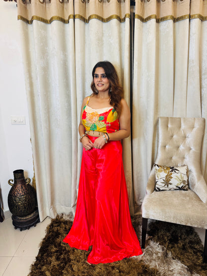 Hoor - Indo Western Crepe Cord Set with Handworked Padded Blouse