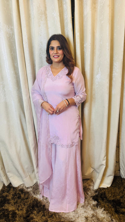 Maya- Lavender/Cream Suit Set with Plazzo