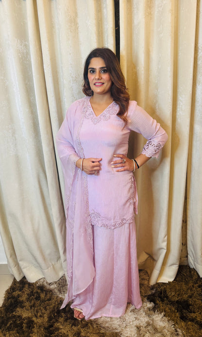 Maya- Lavender/Cream Suit Set with Plazzo