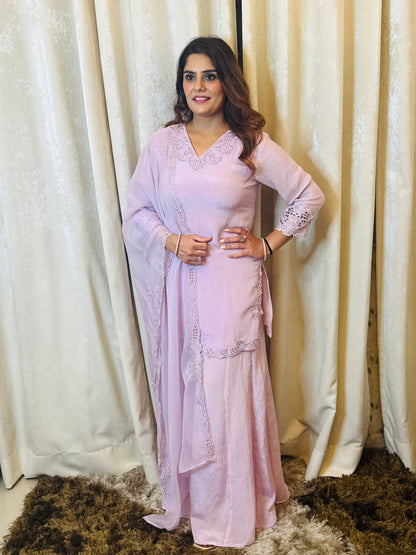 Maya- Lavender/Cream Suit Set with Plazzo