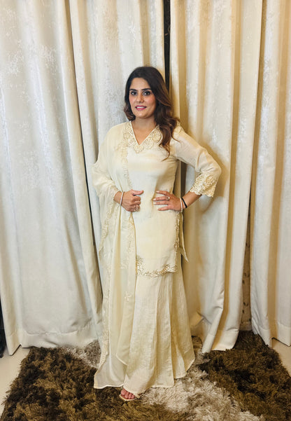 Maya- Lavender/Cream Suit Set with Plazzo