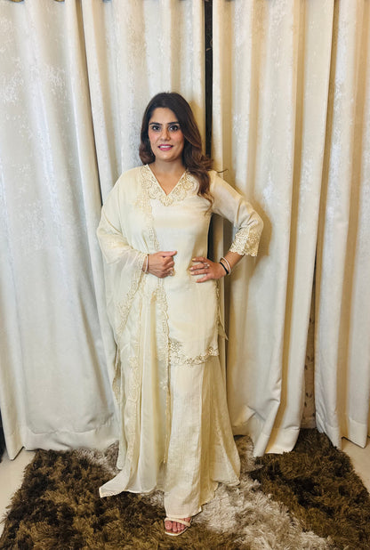 Maya- Lavender/Cream Suit Set with Plazzo