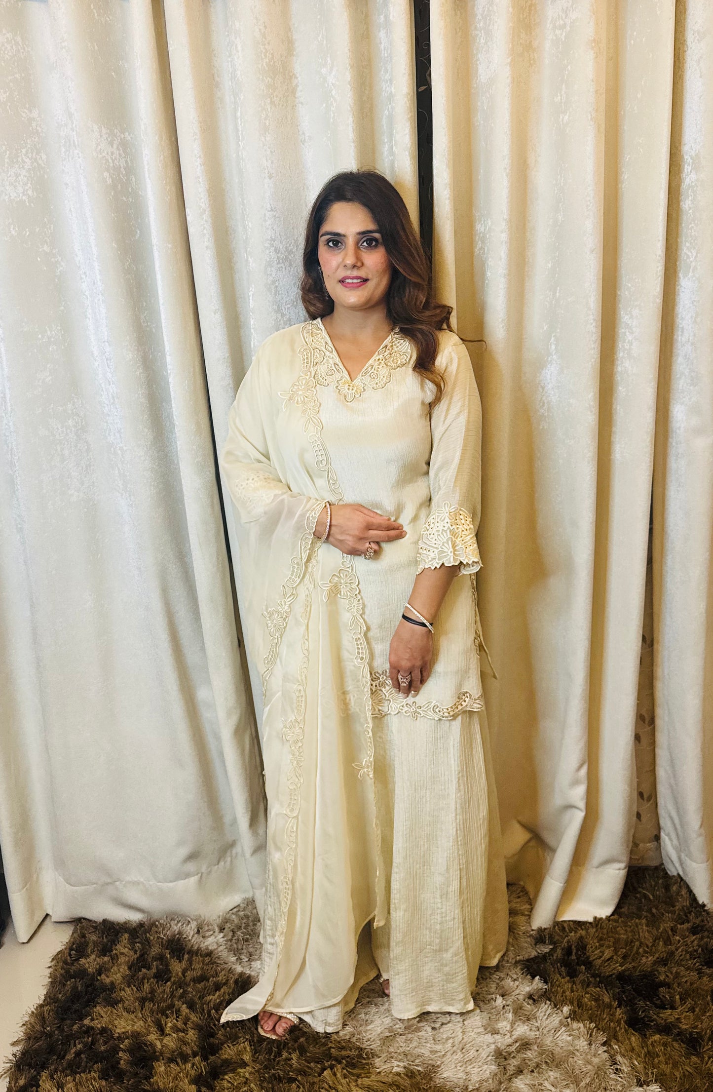 Maya- Lavender/Cream Suit Set with Plazzo