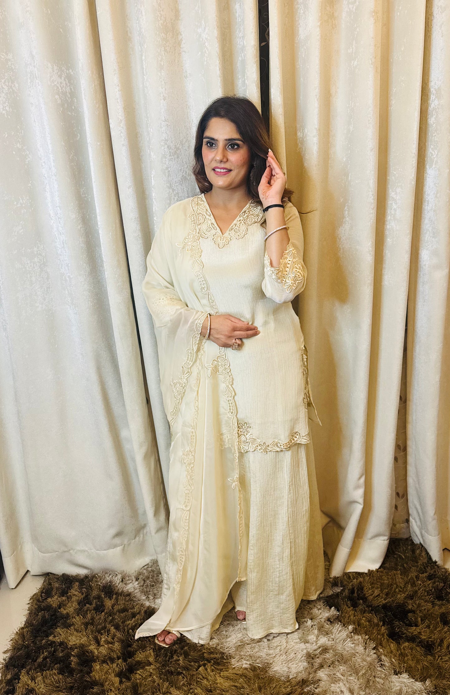 Maya- Lavender/Cream Suit Set with Plazzo