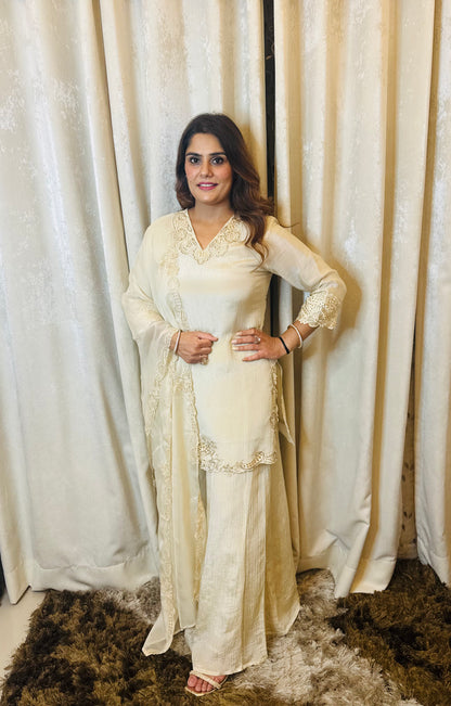 Maya- Lavender/Cream Suit Set with Plazzo