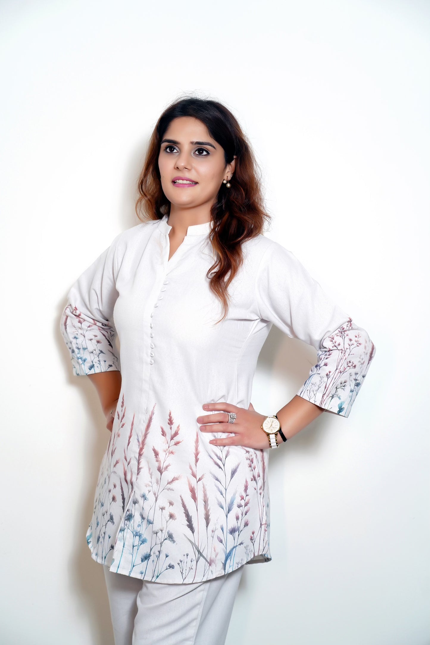 Oliva - Cream Cotton Silk Printed Co-ord Set (L–XXL)