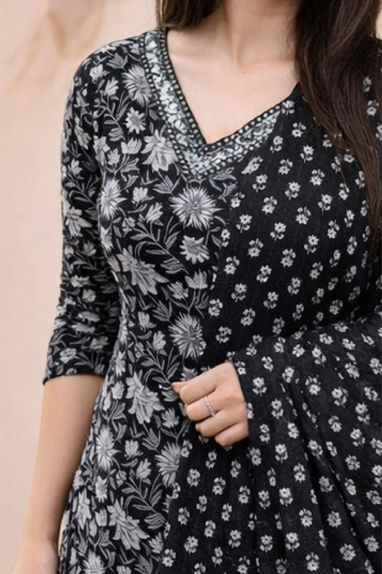 Saisha - Black Handblock Printed Cotton Suit Set with Dupatta – M to XXL