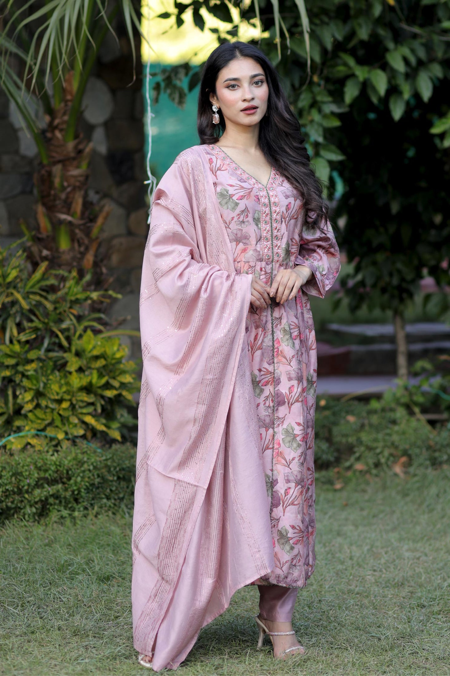 Rosy Garden- Blush Pink Floral Printed Kurta Set