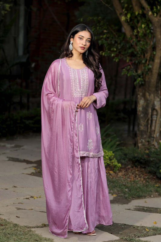 Shyara - Lavender Georgette Sharara Suit Set