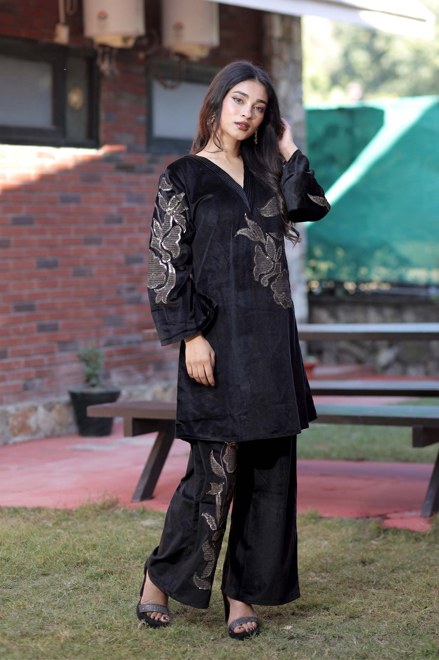 Mahira-Emerald Velvet Co-Ord Set