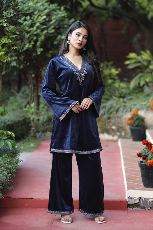 Noorani-Midnight Royale Velvet Kurta Set