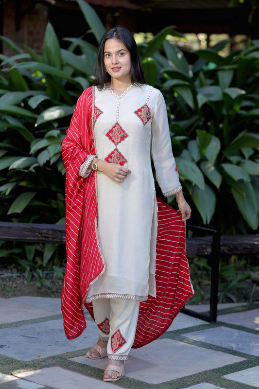 Ruby Silk Fabric Suit