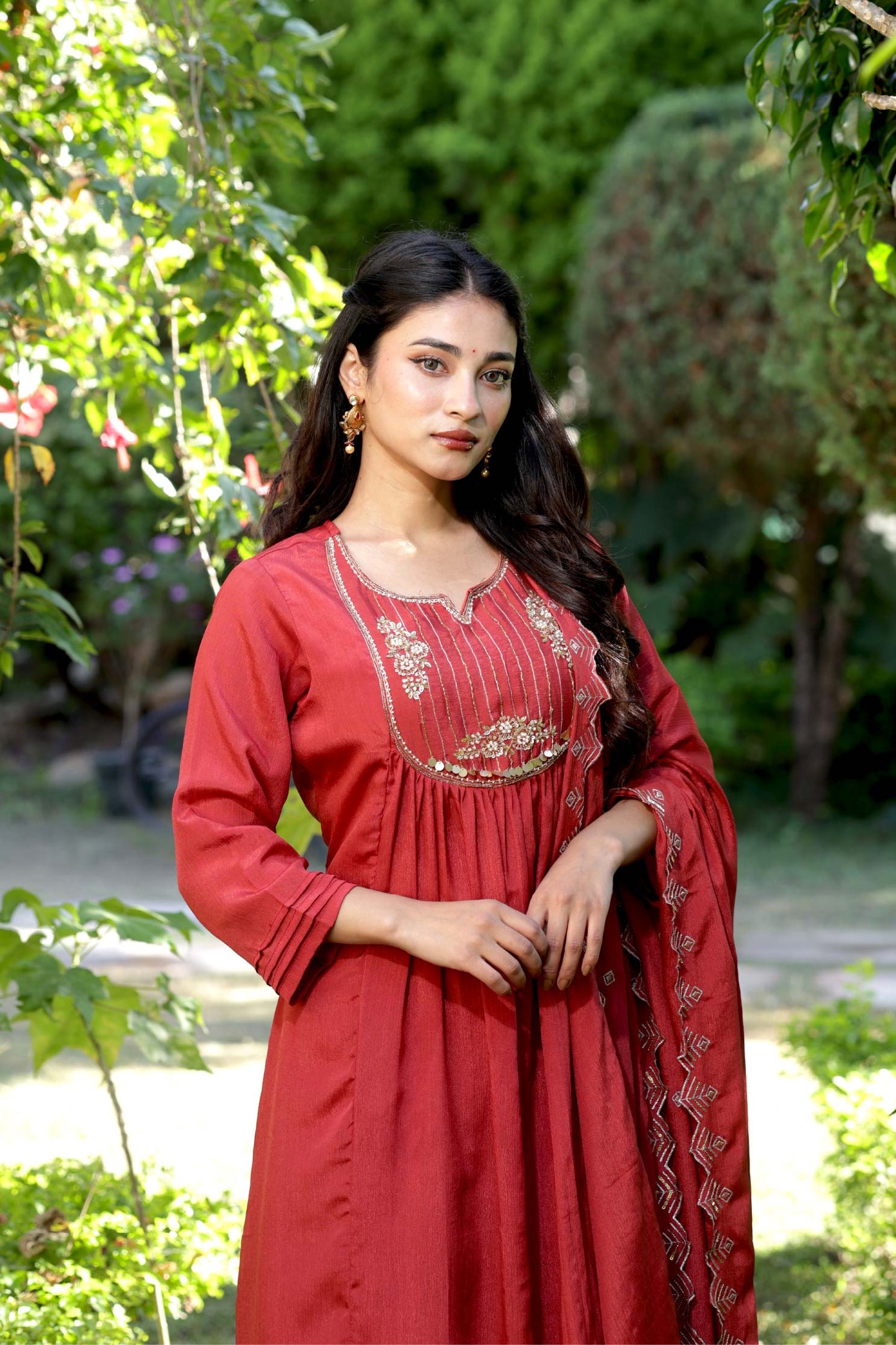 Mannat- Rust Red Kurta Set