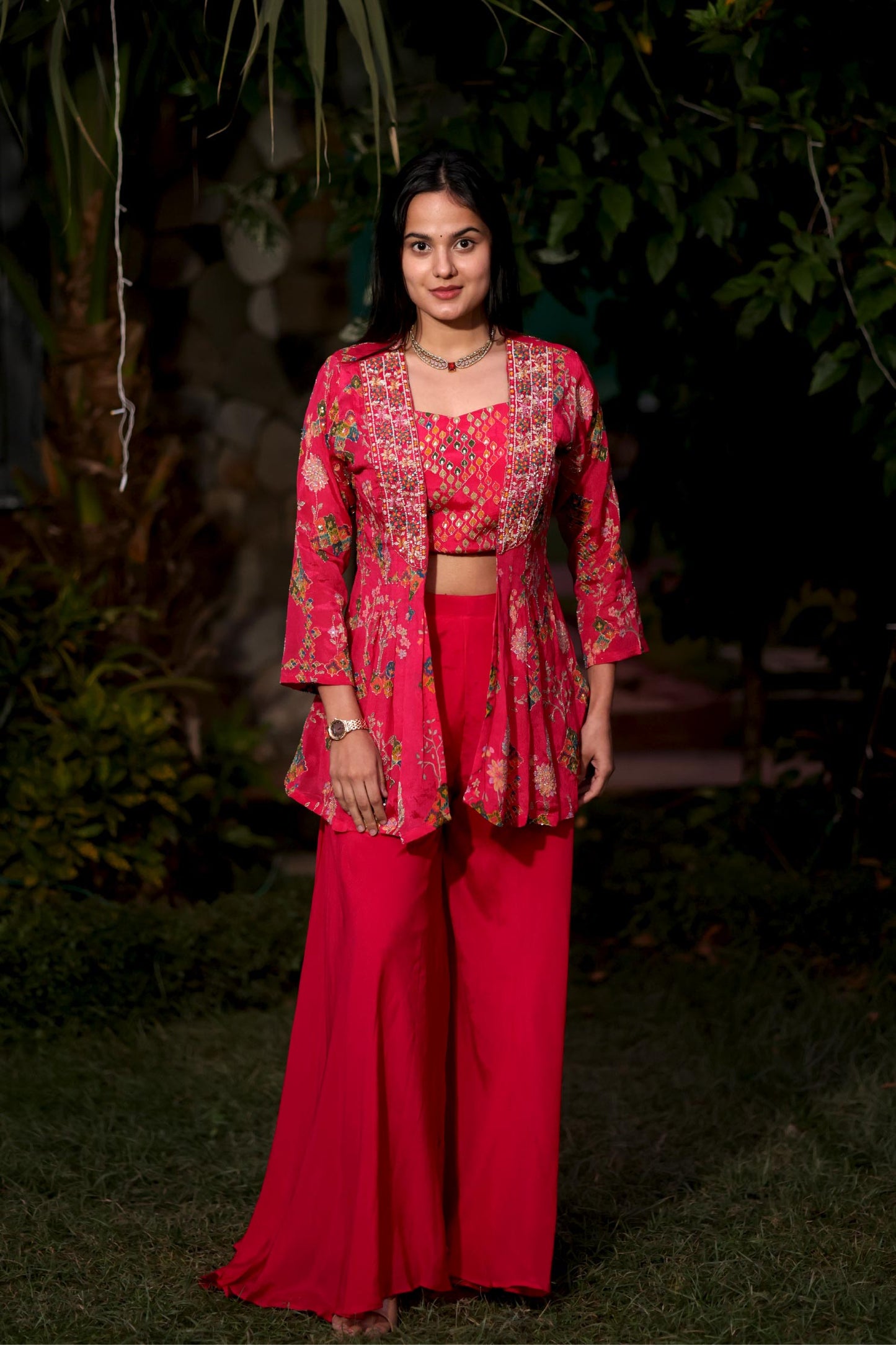 Saisha - Ruby Indo-Western Suit Set