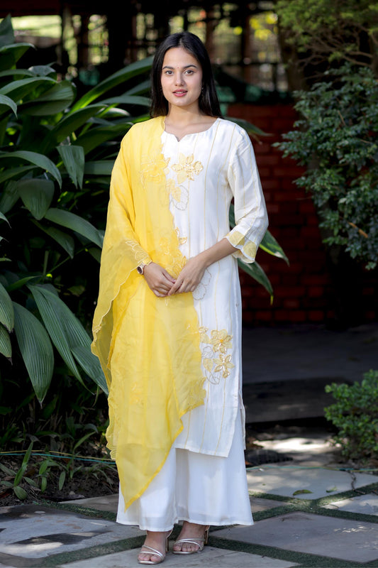 Swara - Sunshine Embroidered 3-Piece Suit