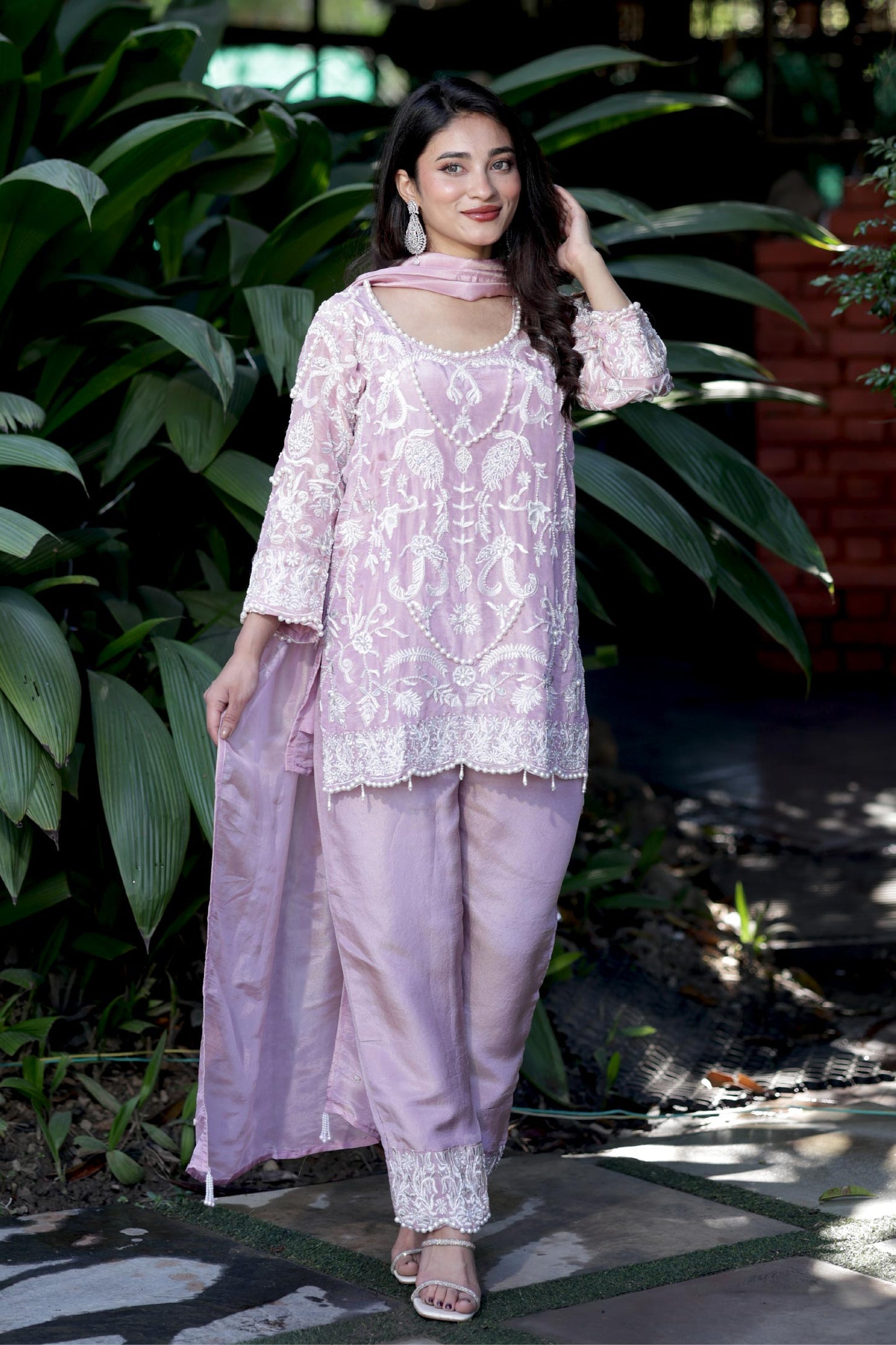 Naira- Aqua Pearl Suit Set