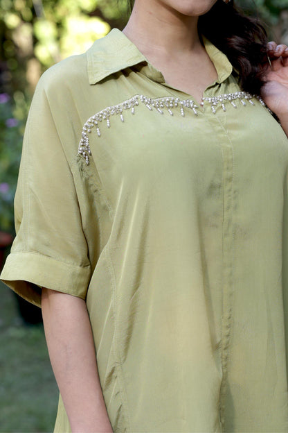 Roohi Olive Fusion Kurti Set