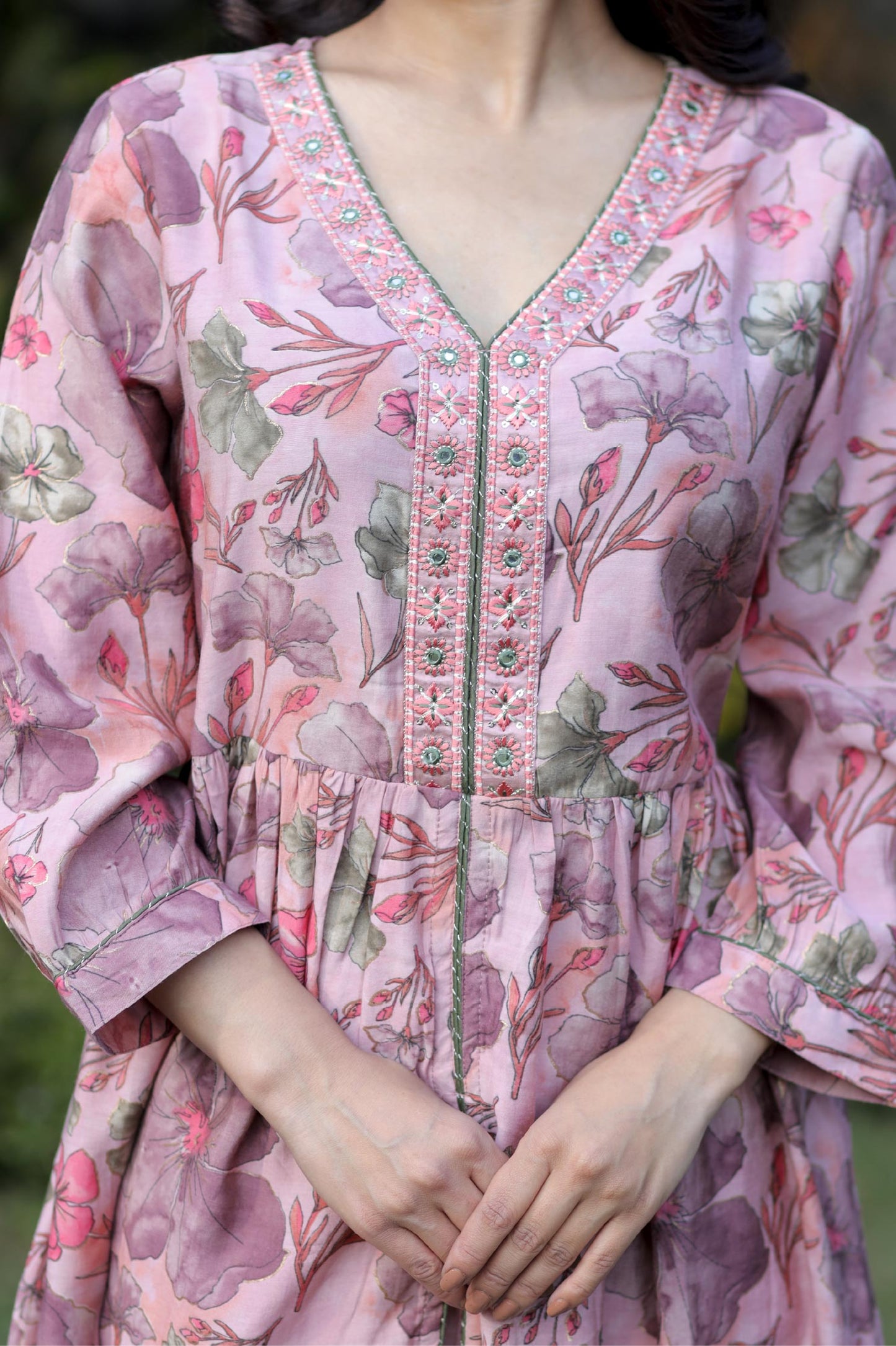 Rosy Garden- Blush Pink Floral Printed Kurta Set