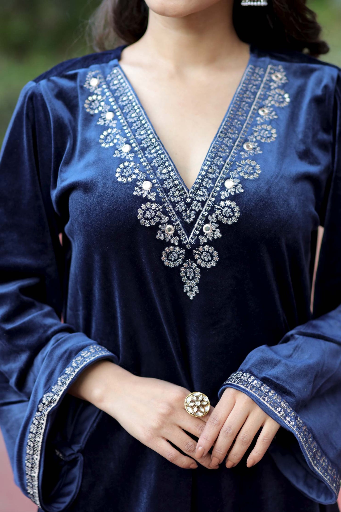 Noorani-Midnight Royale Velvet Kurta Set