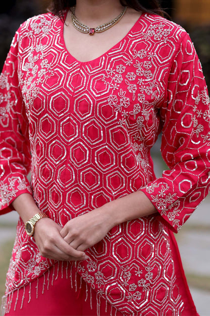 Rajasvi - Soft Georgette Red Suit Set