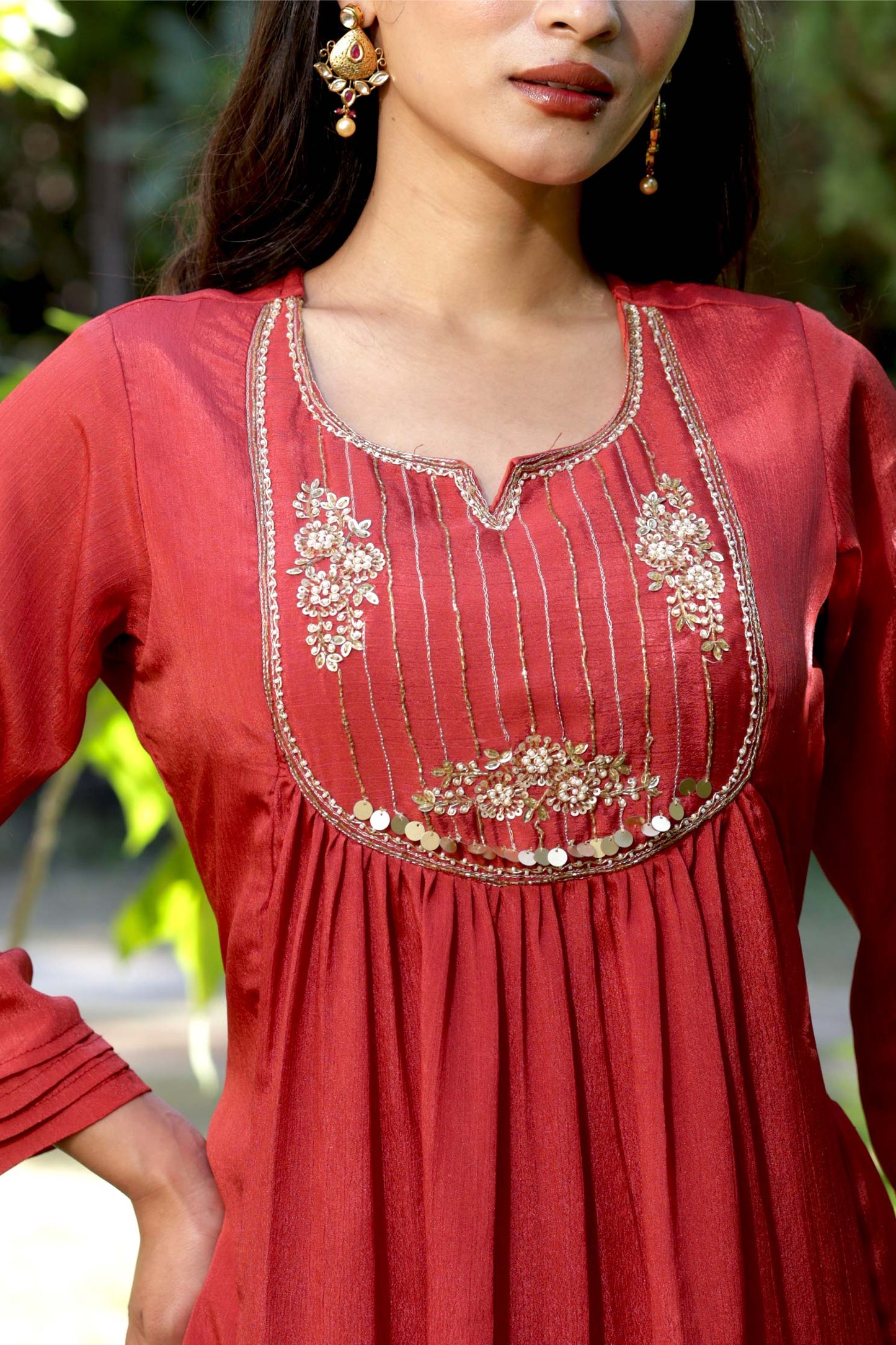 Mannat- Rust Red Kurta Set