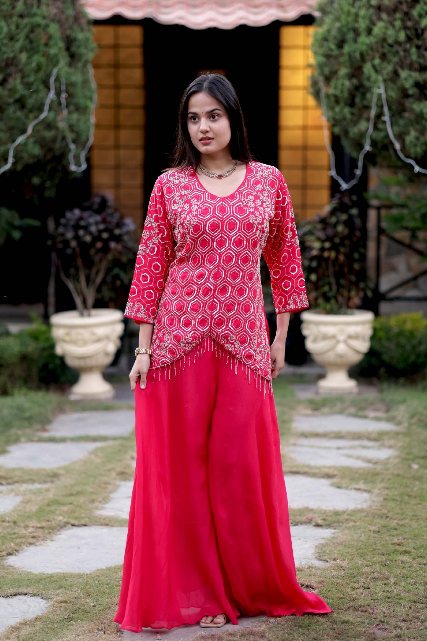 Rajasvi - Soft Georgette Red Suit Set