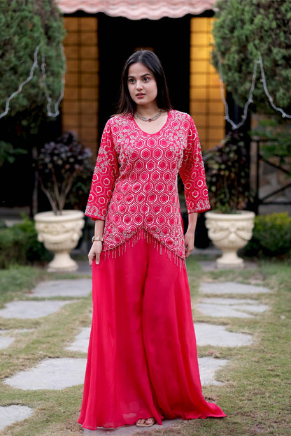 Rajasvi - Soft Georgette Red Suit Set