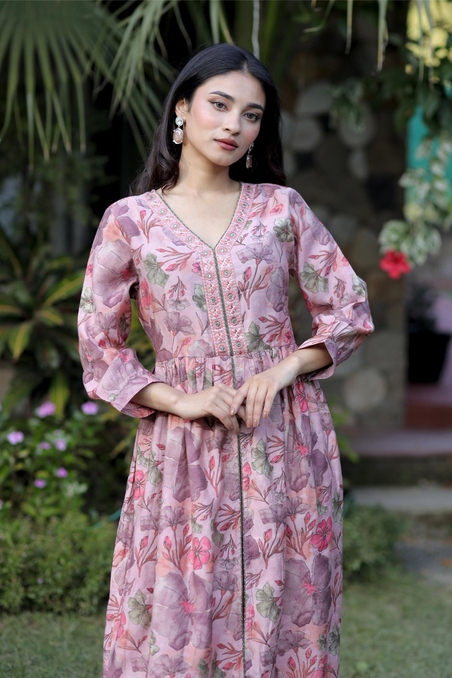 Rosy Garden- Blush Pink Floral Printed Kurta Set