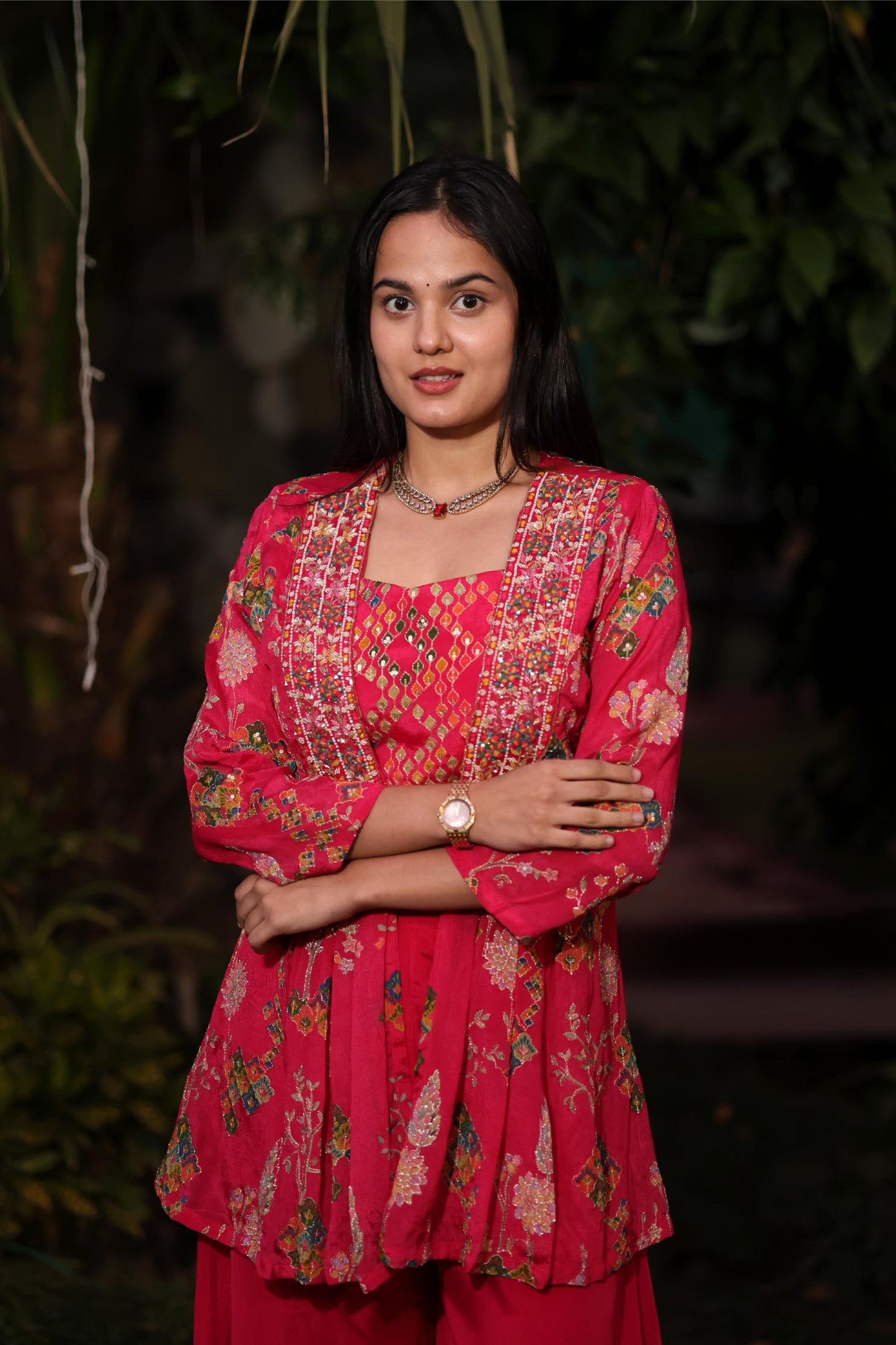 Saisha - Ruby Indo-Western Suit Set