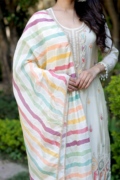 Multani - Ivory Crown Embroidered Suit Set