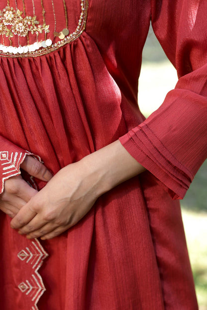 Mannat- Rust Red Kurta Set