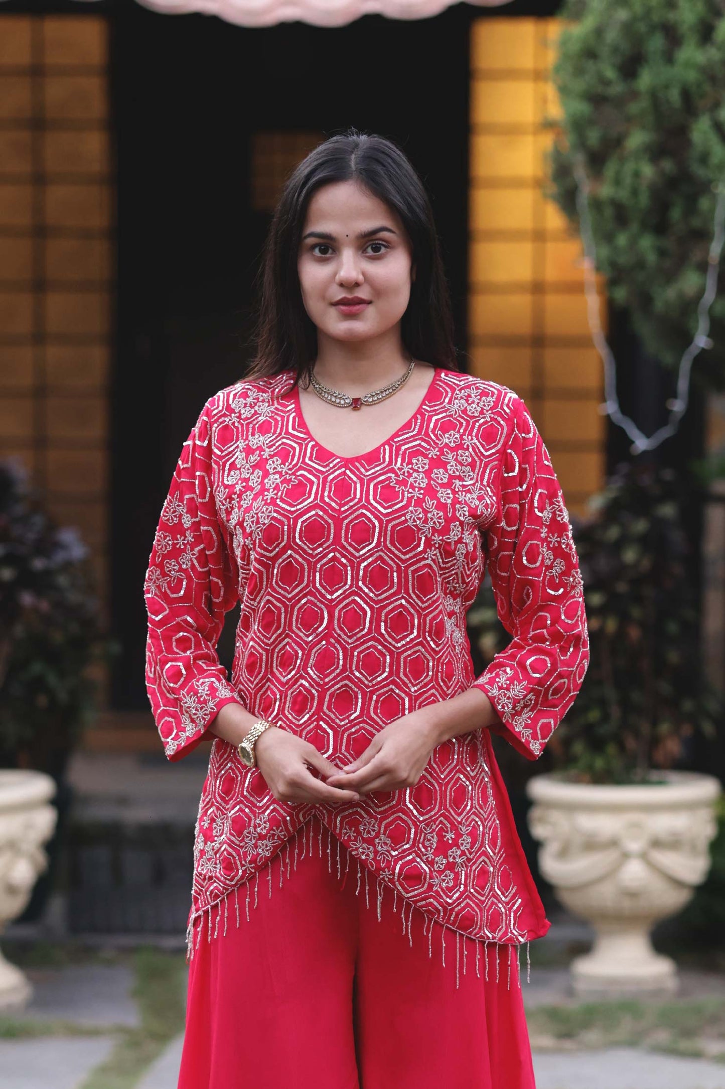 Rajasvi - Soft Georgette Red Suit Set