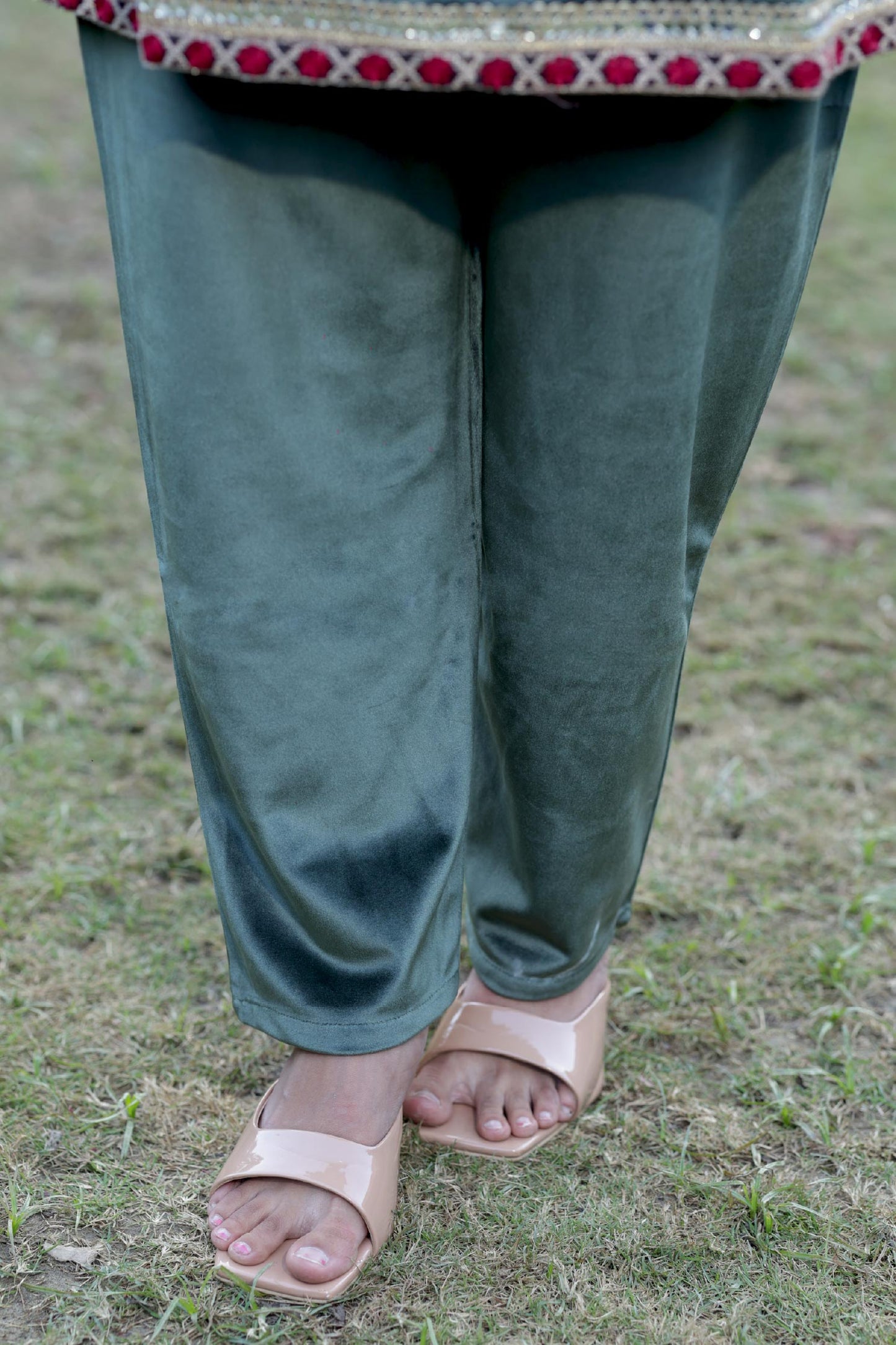 Shaheen-Emerald Green Velvet Cord-Set