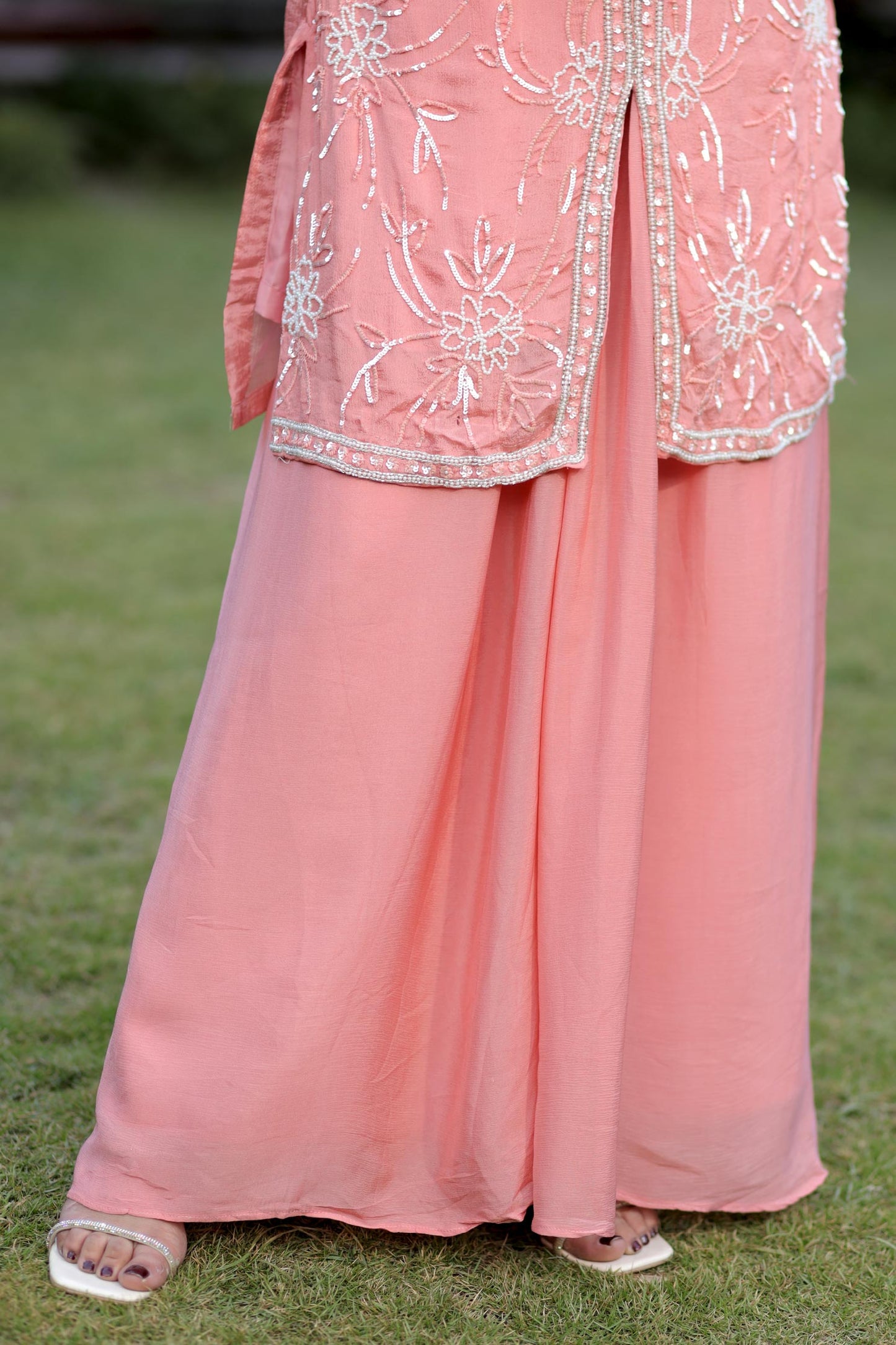 Alia - Blush Petal Hand-Embroidered Suit Set