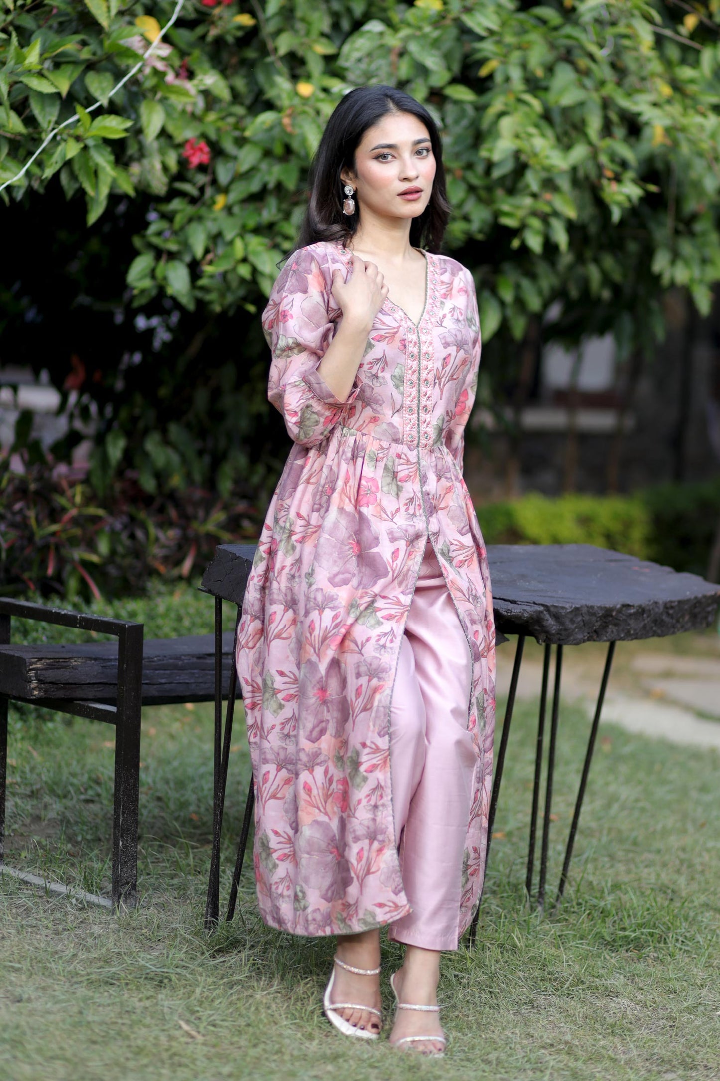 Rosy Garden- Blush Pink Floral Printed Kurta Set