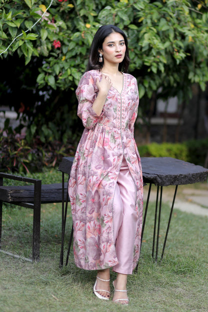 Rosy Garden- Blush Pink Floral Printed Kurta Set