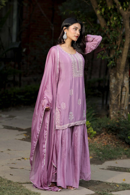 Shyara - Lavender Georgette Sharara Suit Set