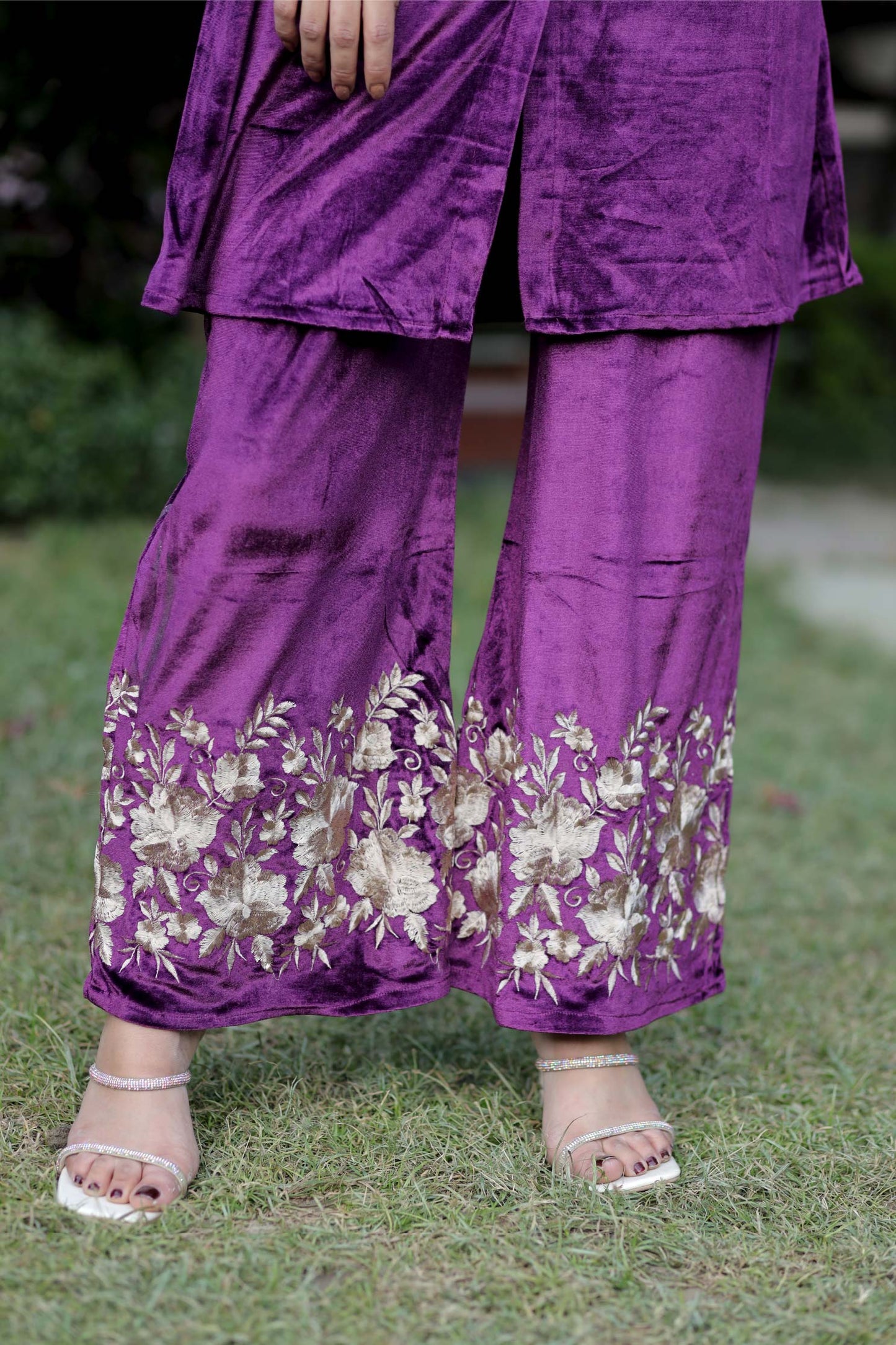 Laila-Plum Velvet Co-ord Set