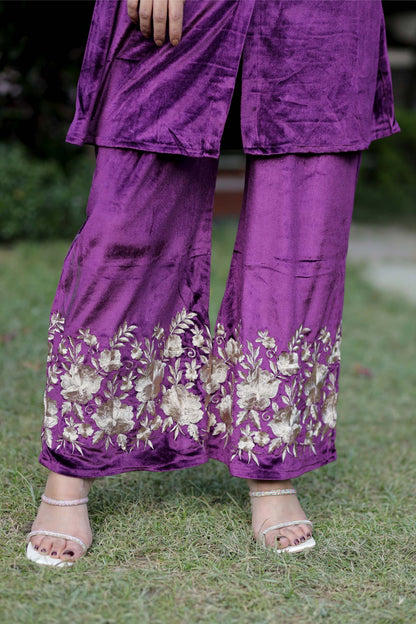 Laila-Plum Velvet Co-ord Set