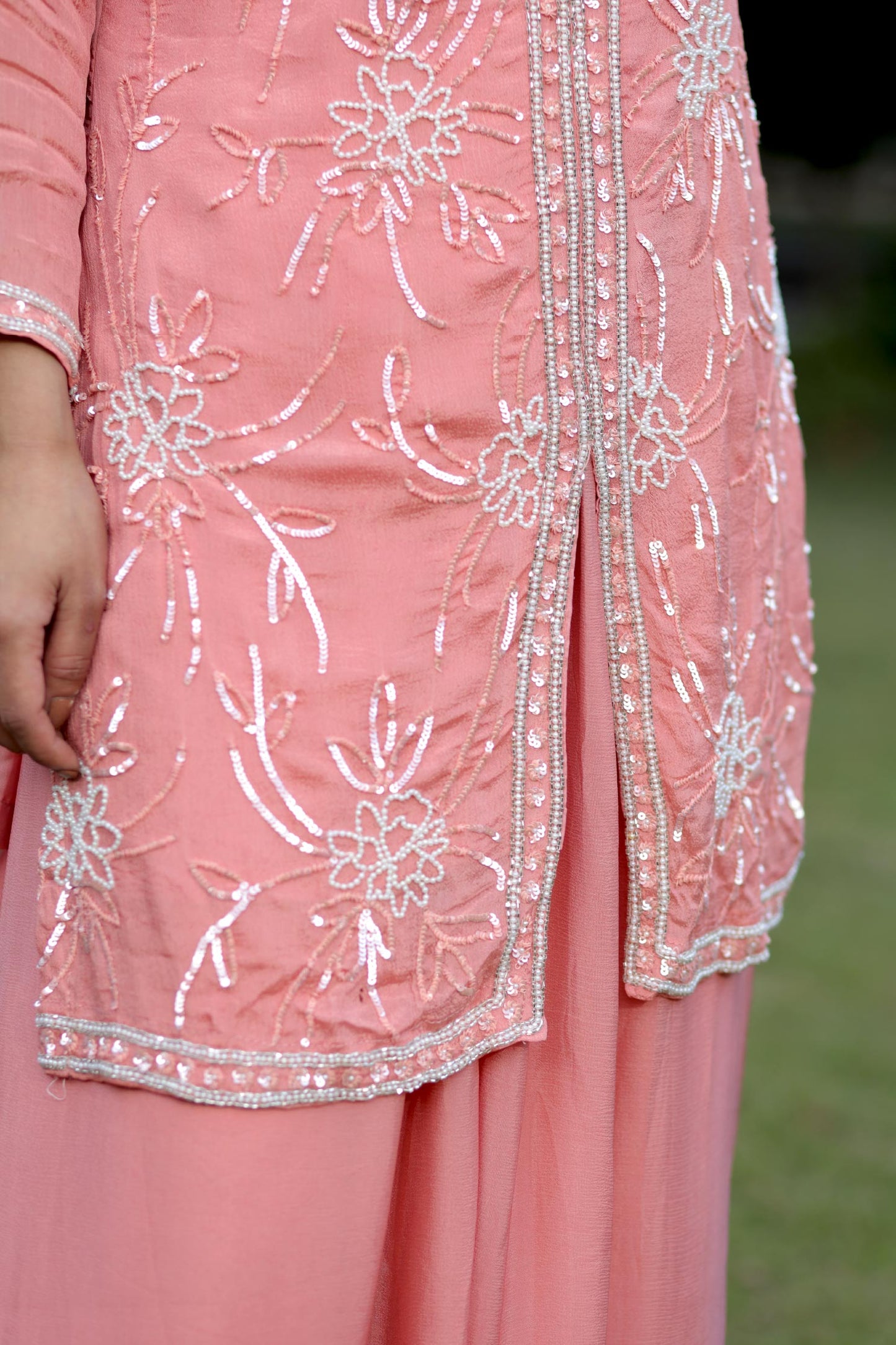 Alia - Blush Petal Hand-Embroidered Suit Set