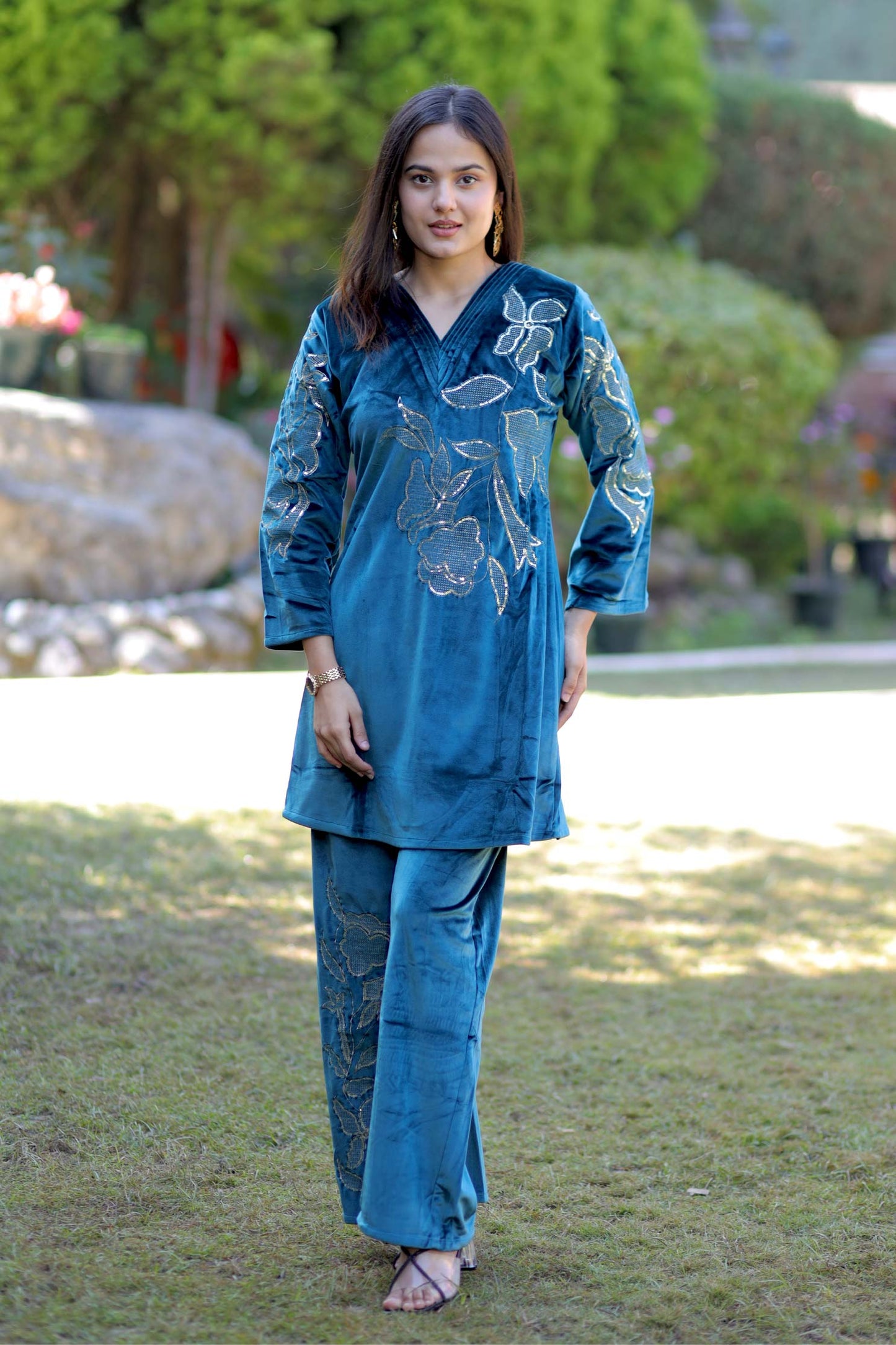 Mahira-Emerald Velvet Co-Ord Set