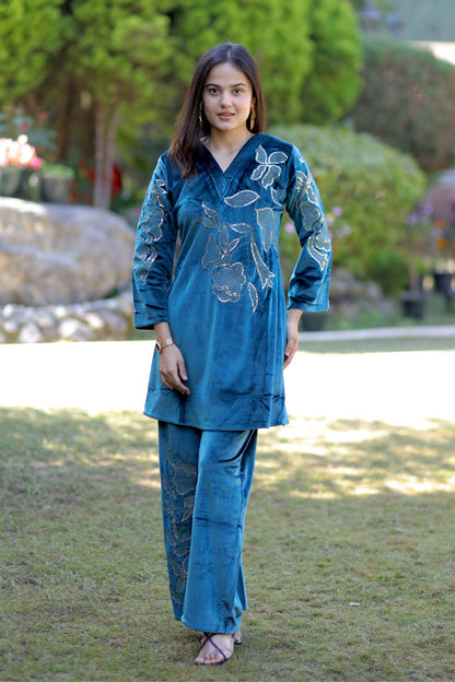 Mahira-Emerald Velvet Co-Ord Set