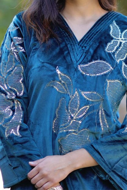 Mahira-Emerald Velvet Co-Ord Set