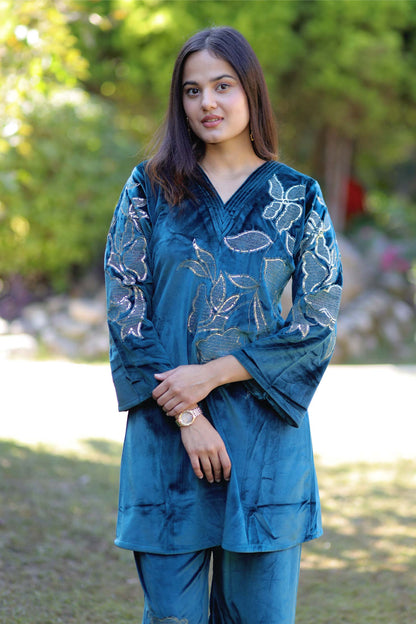 Mahira-Emerald Velvet Co-Ord Set