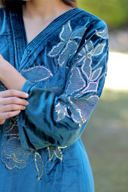 Mahira-Emerald Velvet Co-Ord Set