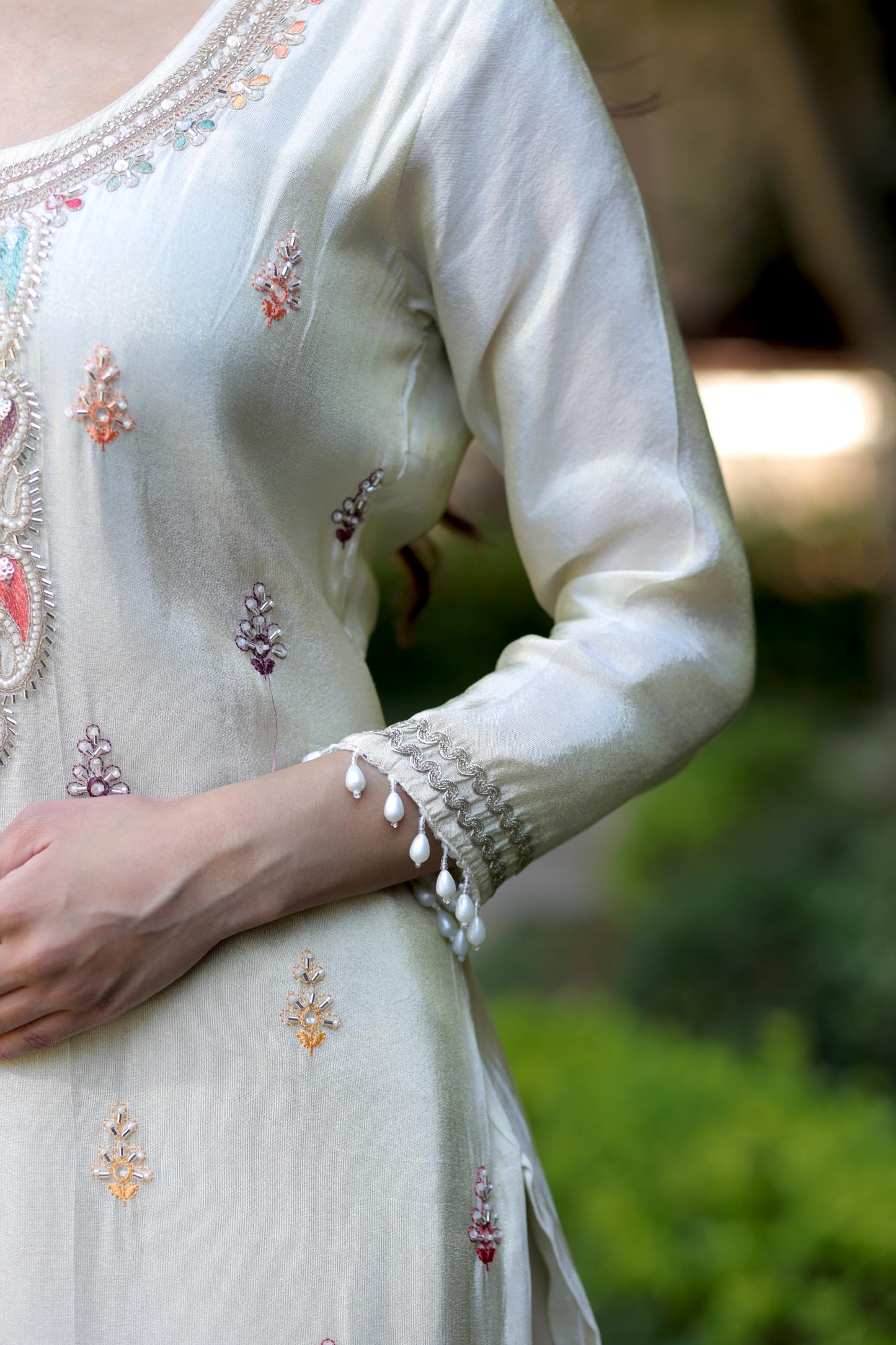 Multani - Ivory Crown Embroidered Suit Set